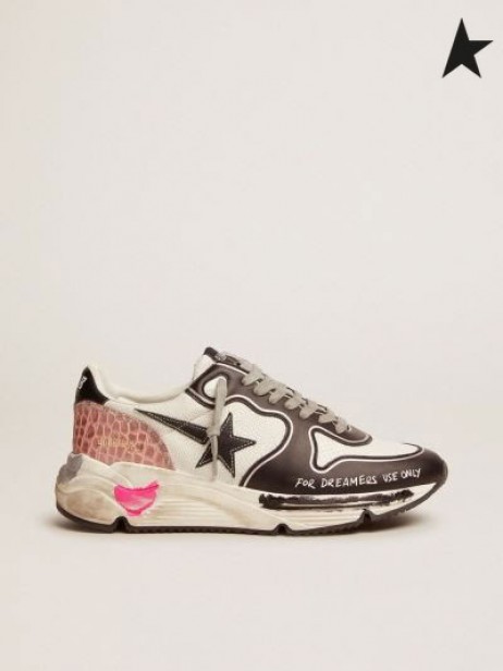 Ganso de ouro Tênis de Sola de tênis serpente branca-impressão de couro contrastando com detalhes em preto preto branco