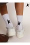 Ganso de ouro Branco com Estrela coleção de meias com contraste preto star branco