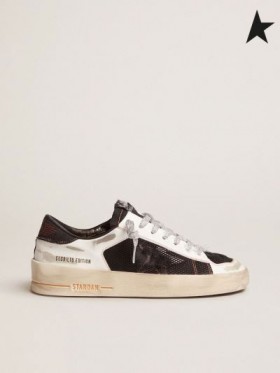 Ganso de ouro Branco Edição Limitada de LABORATÓRIO Stardan tênis com cordões de prata branco prata