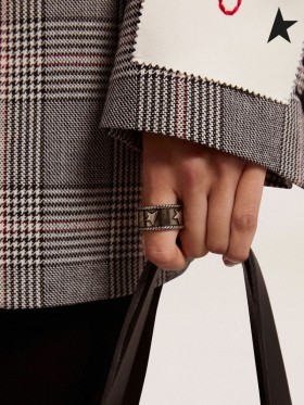 Ganso de ouro Atemporal Jewelmates coleção banda anel na cor prata antiga