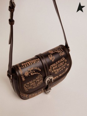 Ganso de ouro Médio Rodeio Saco de couro preto com contraste preto letras