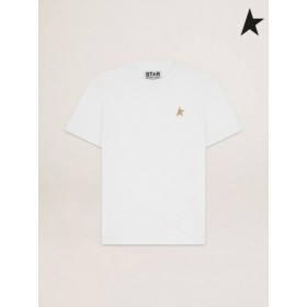 Ganso de ouro Branco com Estrela coleção de T-shirt com a estrela em ouro glitter na parte frontal branco