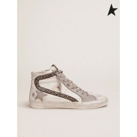 Ganso de ouro tênis com branco e cinza e superior de couro de leopardo impressão de camurça flash cinza branco