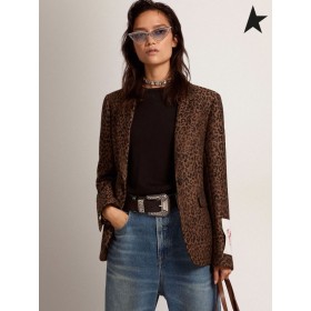 Ganso de ouro de Ouro coleção único-o blazer de abotoamento em lã e jacquard de animais de padrão Animal Tons