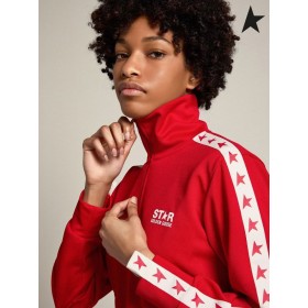 Ganso de ouro Vermelho Denise coleção de Estrela zipado moletom vermelho com estrelas vermelhas