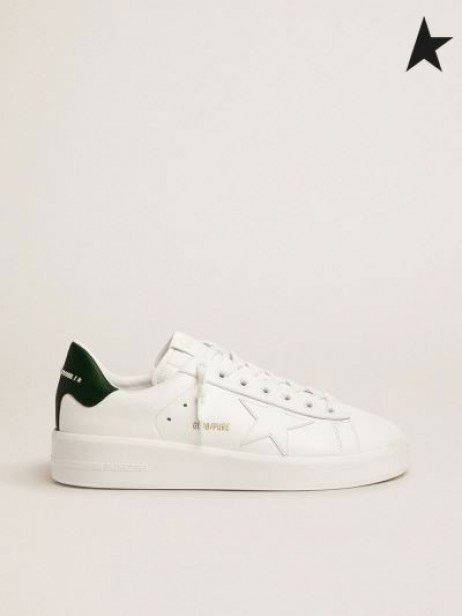 Golden Goose Fehér Purestar cipők zöld sarok lap fehér zöld