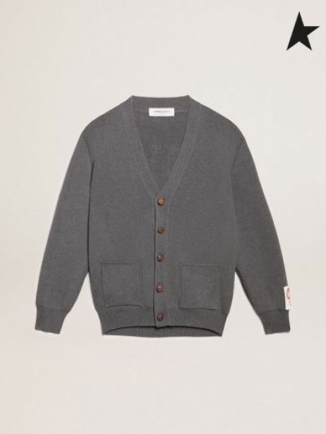 Golden Goose grey cotton cardigan with buttons dark grey