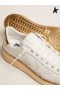 Golden Goose Purestar tornacipő, fehér bőr foxing-arany laminált bőr sarok lap fehér arany szín