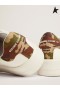 Golden Goose Purestar tornacipő, fehér bőr, a hang-a-tone csillag, zöld sarok lap a camouflage-print ripstop anyagból, fehér