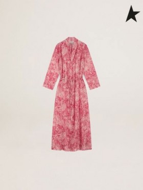 Golden Goose Esmeralda Golden Resort Kapszula kollekció kaftán vintage piros, kontrasztos fehér, még de jouy nyomtatás piros