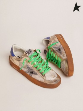 Golden Goose Stardan LABOR cipők a laminált bőr, meg háló, elektromos kék sarok lap fekete Fluoreszkáló zöld