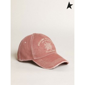 Golden Goose Halvány mályva Utazás gyűjtemény baseball sapka egy szomorú hatás-fehér hímzéssel az elején Halvány Mályva