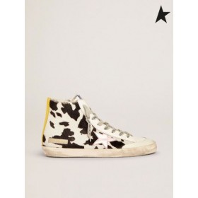 Golden Goose Francy Penstar cipők a tehén-print póni bőr rózsaszín laminált bőr star fekete fehér