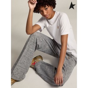 Golden Goose a White Star kollekció póló a csillag arany csillogás az első fehér