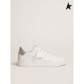 Golden Goose Purestar cipők csillogó ezüst sarok lap fehér ezüst