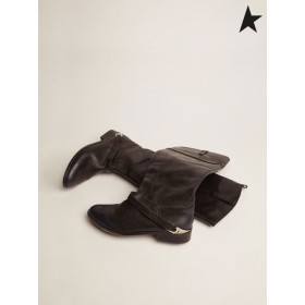 Golden Goose Charlie csizma fekete bőr bilincs a sarok fekete cipők