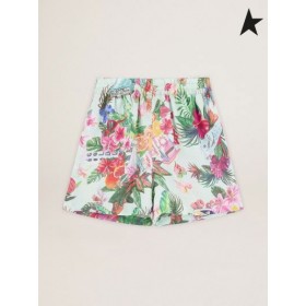 Golden Goose Harmat-zöld Út gyűjtemény nadrág, mindenhol színes trópusi zöld nyomtatás