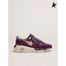 Golden Goose velúr, bőr, valamint háló futó cipő Talp cipők metál lila sarok lap lila, ezüst
