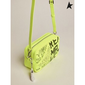 Golden Goose Fluoreszkáló sárga Csillag Táska vászon Cipők Készítő nyomtatás barna Fluoreszkáló sárga