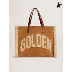 Golden Goose Kelet-Nyugati Kaliforniai Táska velúr bőr shearling kávé