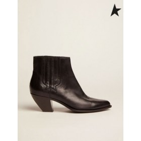 Golden Goose Fekete Naplemente Virágok boka csizma cowboy-stílusú dekoráció fekete narancssárga virágokkal