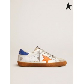 Golden Goose Szuper Csillagos cipők kék velúr sarok fülre, majd neon orange star fehér