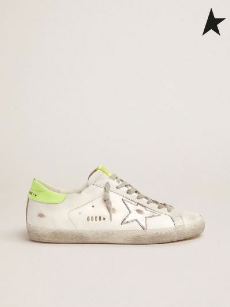 Órga Gé Super-Réalta sneakers le fluaraiseach buí táb súil agus aonair bán airgid Fluaraiseacha