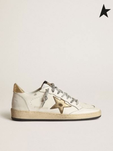 Gé órga Liathróid Star sneakers le réalta óir agus súil cluaisín bán óir dath