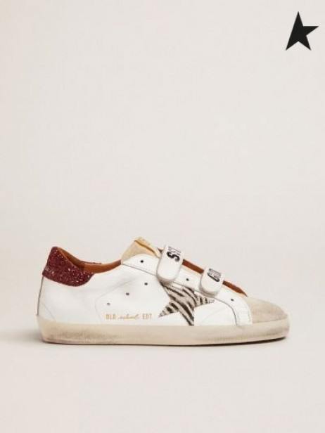 Gé órga d ' Aois Scoile sneakers le zebra-cló chapaillíní craiceann réalta agus dearg glitter súil cluaisín bán