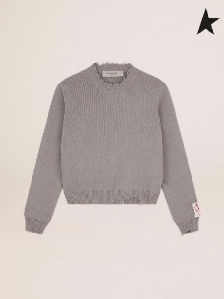 Órga Gé Órga a bhailiú bhabhta-muineál geansaí i liath melange cadás le bponc cóireála liath