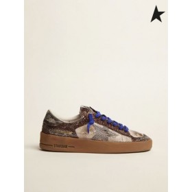 Órga Gé Stardan LAB sneakers le donn glitter uachtair agus dubh crackle leathar star dark brown dubh