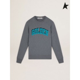 Órga Gé Liath Turas bailiúchán sweatshirt le gcodarsnacht turquoise Órga litreacha liath
