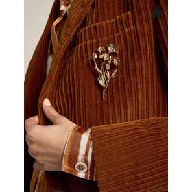 Órga Gé Terracotta-daite Turas bailiúchán Bova aonair-chíoch corduroy blazer Terracotta