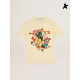 Órga Gé Pastel buí Turas bailiúchán T-léine le ildaite colláis-stíl priontáil buí