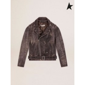 Gé órga leathar dubh seaicéad biker dubh