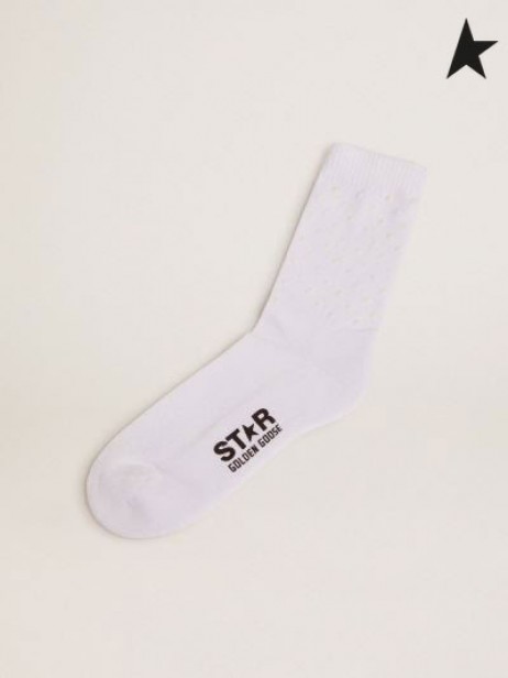 Golden Goose White Star collection calze con contrasto 3D stelle e logo bianco