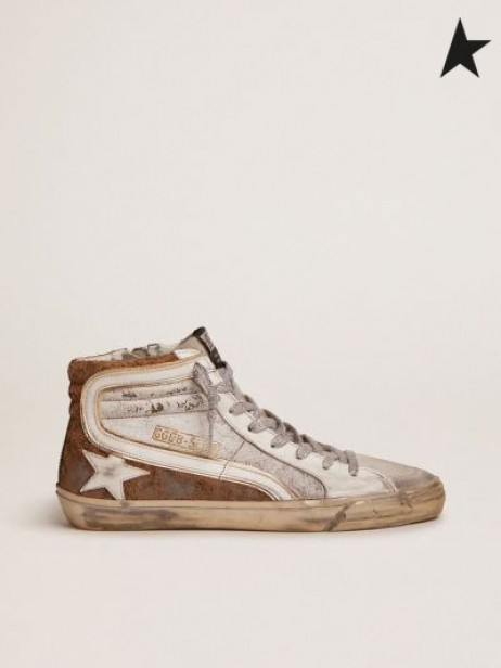 Golden Goose sneakers a crepitare e pelle di leopardo-stampa camoscio bianco leopard bianco