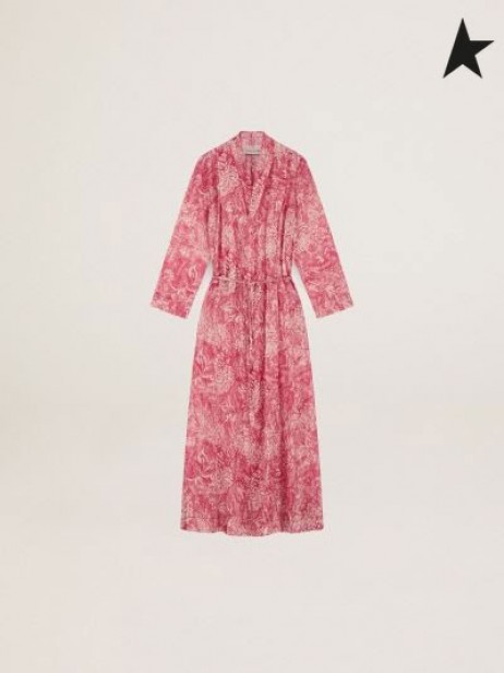 Golden Goose Esmeralda Golden Resort Capsule collection caftano in vintage red con contrasto bianco toile de jouy stampa rosso
