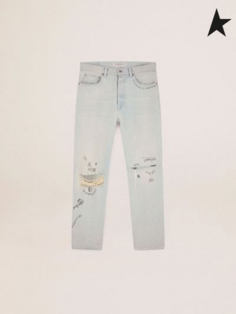 Golden Goose Golden collection bleached jeans con difficoltà di trattamento blu