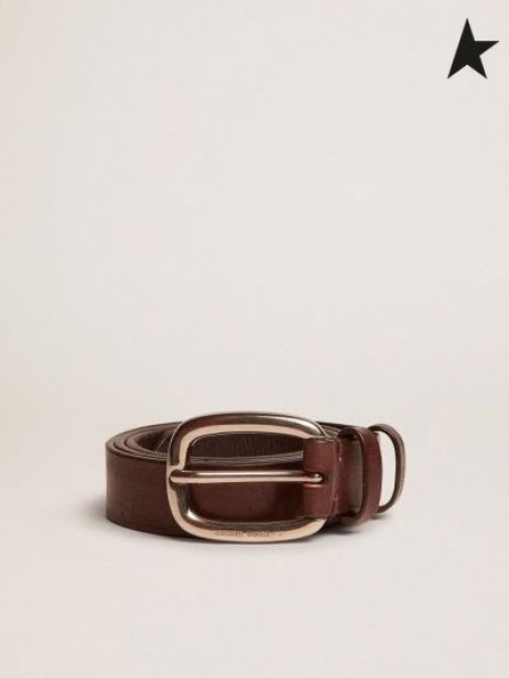 Golden Goose Marrone Houston cintura in pelle lavata luce blu