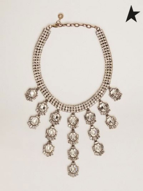 Golden Goose Déco Jewelmates collection collana in oro antico colore con baguette a forma di goccia di colore oro con cristalli