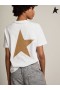 Golden Goose White Star collezione di T-shirt con il logo e la stella in oro glitter bianco
