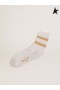 Golden Goose calzini Bianchi in lurex a contrasto con le strisce d'oro e logo bianco