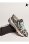 Golden Goose Scarpe da Corsa scarpe da ginnastica con la Suola jacquard floreale superiore argento viola verde