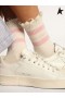 Golden Goose in Difficoltà-finire i calzini bianchi con i baby-rosa strisce e logo bianco