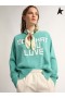Golden Goose verde Menta a girocollo Viaggio collection pullover con finitura angosciata e scritte bianche verde menta