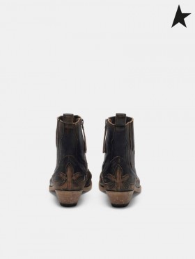Golden Goose Nero invecchiato pelle Santiago caviglia stivali