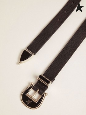 Golden Goose in pelle Nera Rodeo cintura tono su tono e fibbia nero