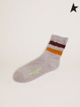 Golden Goose grigio Melange calze con difficoltà dettagli e righe bicolore marrone borgogna giallo