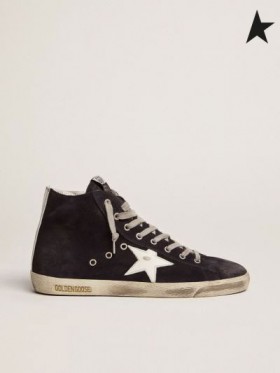 Golden Goose Francy sneakers in pelle con pelle di stelle e scheda di tacco nero